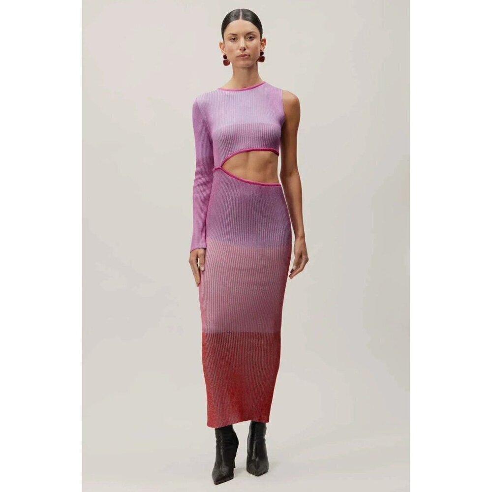 Baobab Ishi Cut Out Knit Maxi Dress Raspberry Womens Size Small
